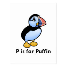 P is for Puffin Postcard