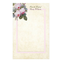 P.J. Redoute Bourbon Rose Stationery Paper