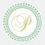 P Monogram (Chartreuse / Teal Dot Circle) Sticker