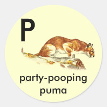 P - party-pooping puma stickers