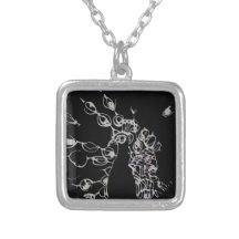© P Wherrell Contemporary black and white peacock Pendants