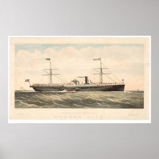 Pacific Mail Steam Ship Co's Golden City (0640A) Posters