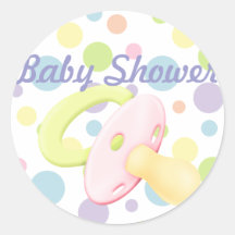 Pacifier & Polka Dots Baby Shower Sticker/seal