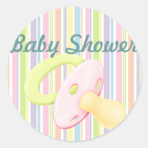 Pacifier & Stripes Baby Shower Sticker/seal
