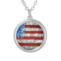 Painted American Flag Custom Necklace