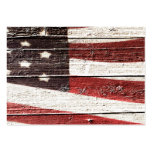 Painted American Flag on Rustic Wood Texture Business Cards