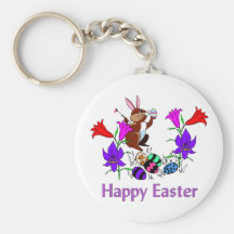 Painted Bunny Eggs Key Chain