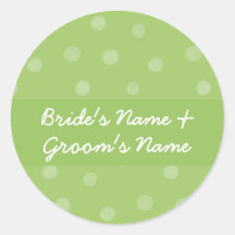 Painted Dots green Wedding Round Sticker