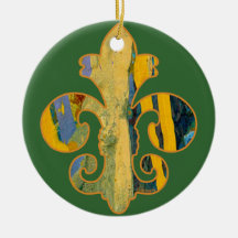 Painted Fleur de lis 8 Christmas Tree Ornaments