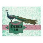 Painted Peacock Elegant Damask Table Card Postcard