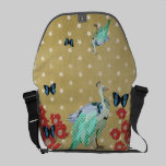 Painted Peacock & Peonies Golden Stars Messenger B messenger bags