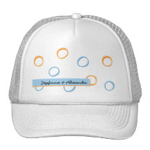 Painted Retro Circles blue Wedding Hat