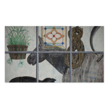 Painted Window Scene Cat And Horse Business Card