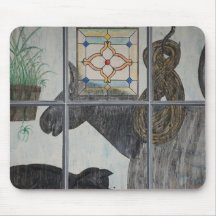 Painted Window Scene Cat And Horse Mousepad