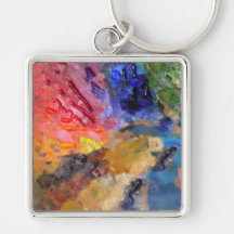 Painter's Palette of Colourful Paints Keychains