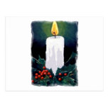Painting of Candle and Holly: Christmas Postcards