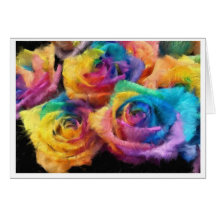 Painting of Rainbow Roses Greeting Card