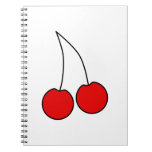 Pair of Cherries. Black, Red and White. Spiral Note Book