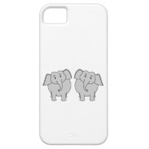 Pair of Cute Elephants. Couple.