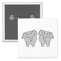 Pair of Cute Elephants. Couple. Button