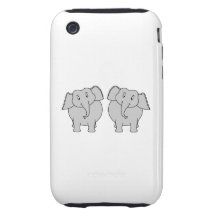 Pair of Cute Elephants. Couple. iPhone 3 Tough Cases