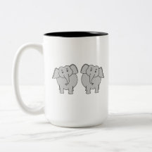 Pair of Cute Elephants. Couple. Coffee Mugs