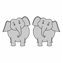 Pair of Cute Elephants. Couple. Cut Out