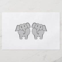 Pair of Cute Elephants. Couple. Flyers
