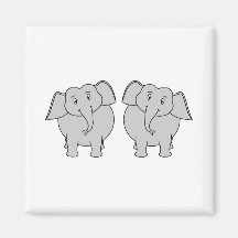 Pair of Cute Elephants. Couple. Refrigerator Magnet