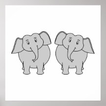 Pair of Cute Elephants. Couple. Posters