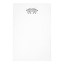 Pair of Cute Elephants. Couple. Customized Stationery