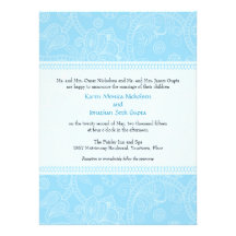 Paisley Impression in Blue Wedding Invitation