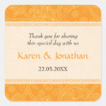 Paisley Impression in Orange Wedding Sticker