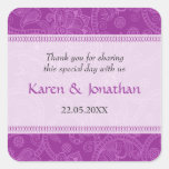 Paisley Impression in Violet Wedding Sticker
