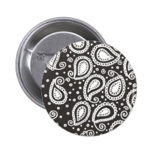 Paisley on Black Button