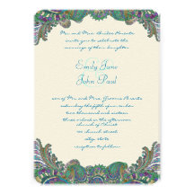 Paisley Peacock Colours Wedding Invitations