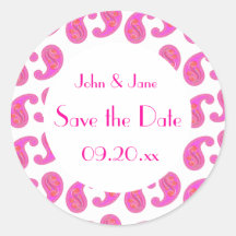 Paisley "Save the Date" (pink) Stickers