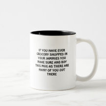 Pajama grocery shopper mugs
