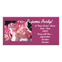 Pajama Party! invitations cards Pink Rhodies Girls Customized Photo Card