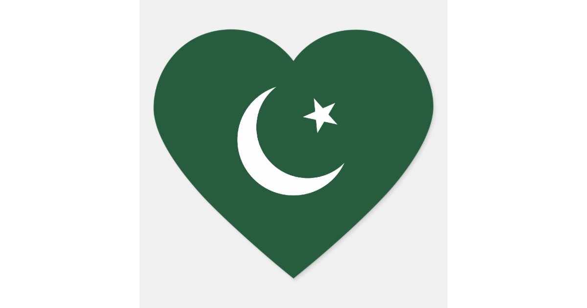 Pakistan Pakistani Heart Flag Heart Sticker Zazzle
