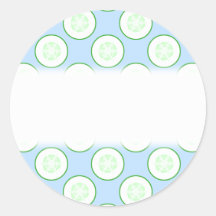 Pale Blue and Green Cucumber Pattern. Round Stickers