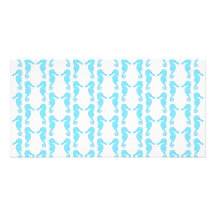 Pale Blue Seahorse Pattern Photo Card Template