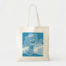 Pale Blue Teddy Bear for Boys Canvas Bags