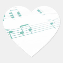 Pale Faded Blue Sheet Music Photography Heart Stickers