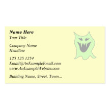 Pale Green and Grey Monster Cartoon Business Card Templates