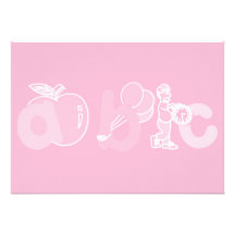 Pale Pink ABC Alphabet Logo for Girls Personalised Invites