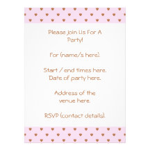 Pale pink and brown heart pattern. invitation