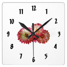Pale Pink Mums Square Wallclocks