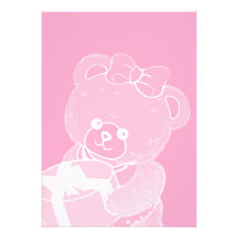 Pale Pink Teddy Bear for Girls Personalized Invitations