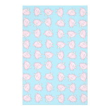 Pale repeating pig fly pattered stationary stationery design